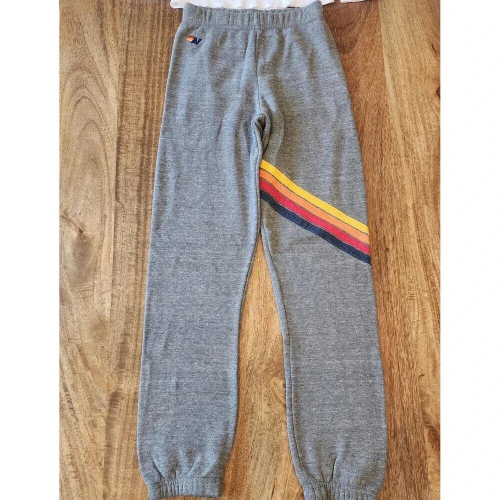 Aviator Nation Shirt Pants Set Kids 10 White Gray Lightningbolt 2 Piece Outfit